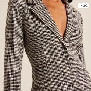 Abercrombie & Fitch Black and White Houndstooth Blazer Dress